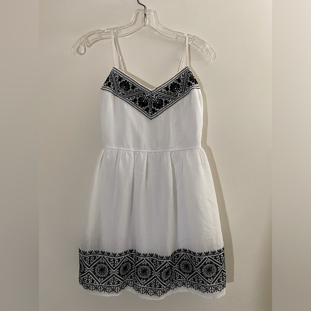 Three Pink Hearts White Embroidered Dress